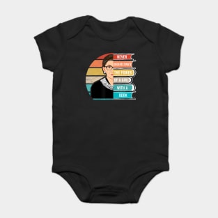 Never Underestimate The Power of A Girl With Book RBG Baby Bodysuit